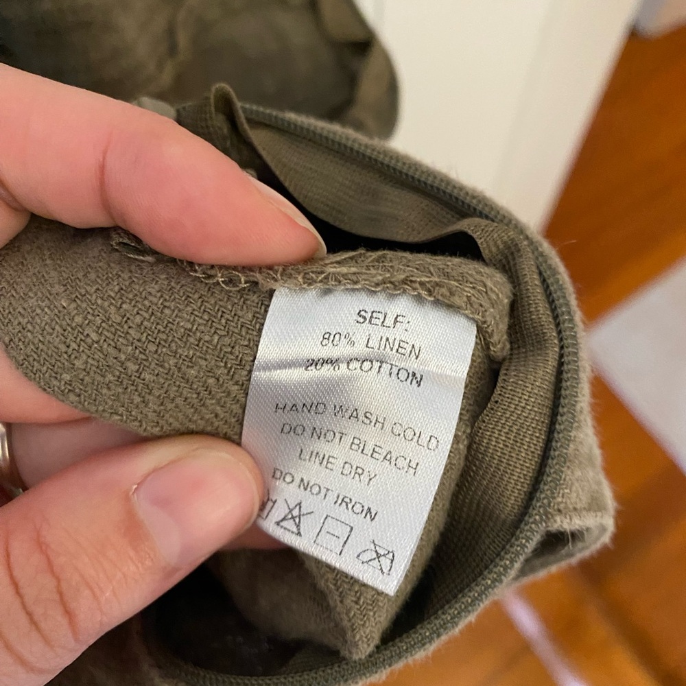 🌻Linen Blend Casual Olive Green Overalls - Picture 8 of 11
